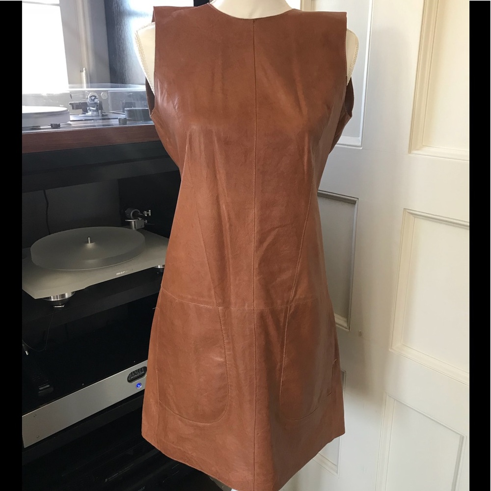 Brown leather VINCE dress